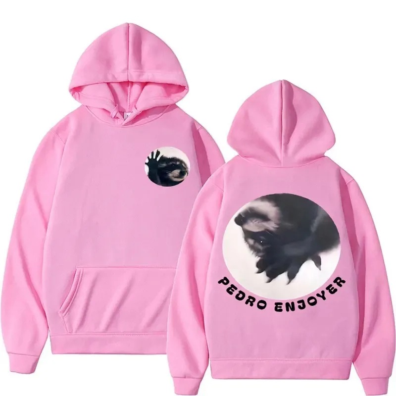 Bailando mapache Pedro divertido emoji sudadera con capucha para hombres y mujeres retro casual lana cómoda sudadera