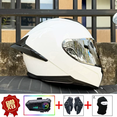 National Standard 3C Certification — Motosiklet kaskı (dəbilqə) - pearl-white-aurora-silver-night-vision-compatible-y10-soft-wheat-comes-with-clear-lens-s
