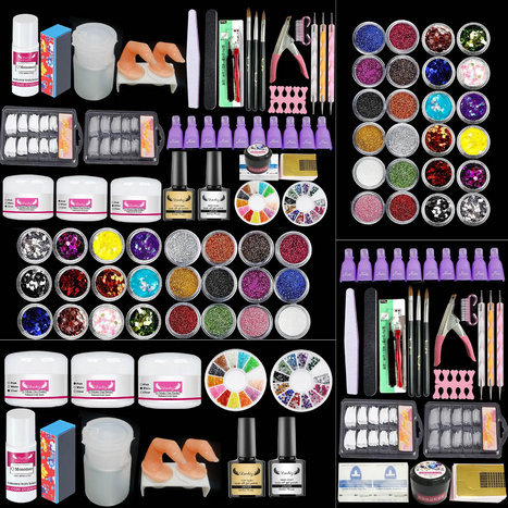 Conjunto completo de herramientas de uñas transfronterizas, líquido de cristal en polvo de cristal de 24 colores, pegamento de extensión para principiantes, pegamento de fototerapia