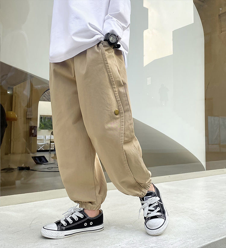 244g Weight Simple Style Solid Color Cotton Boys Pants
