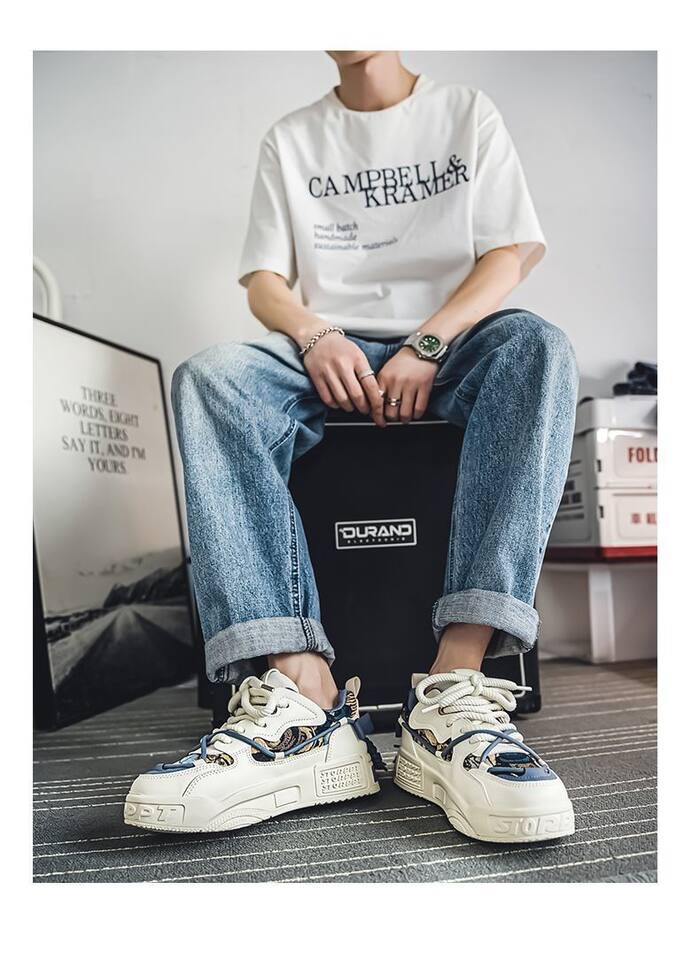 Giày sneaker nam cổ thấp đế dày tăng chiều cao, thiết kế phối màu cá tính, dây buộc phía trước — Kashi ST178, ST178 Milan, ST178 m xanh lục chi tiết 4