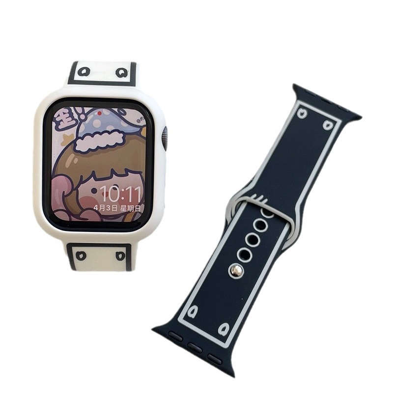 Applewatch8アップル腕時計iwatch7世代漫画プリント二次元白黒シリコンバンドに適用|undefined