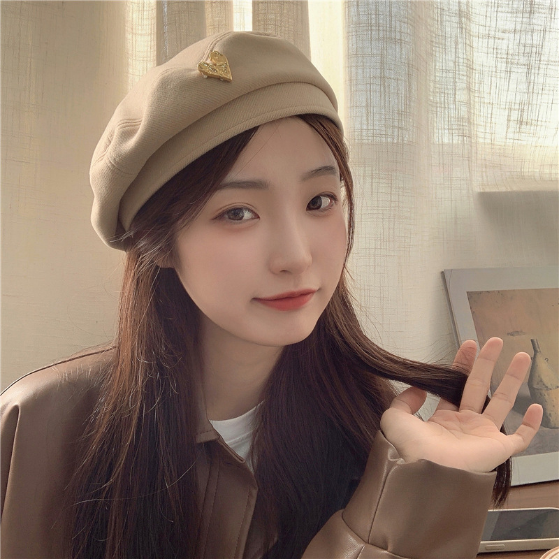 Love Beret Women's Winter New Korean Style Fashion Showing Face Small Casual Octagonal Cap Retro Elegant Painter Hat