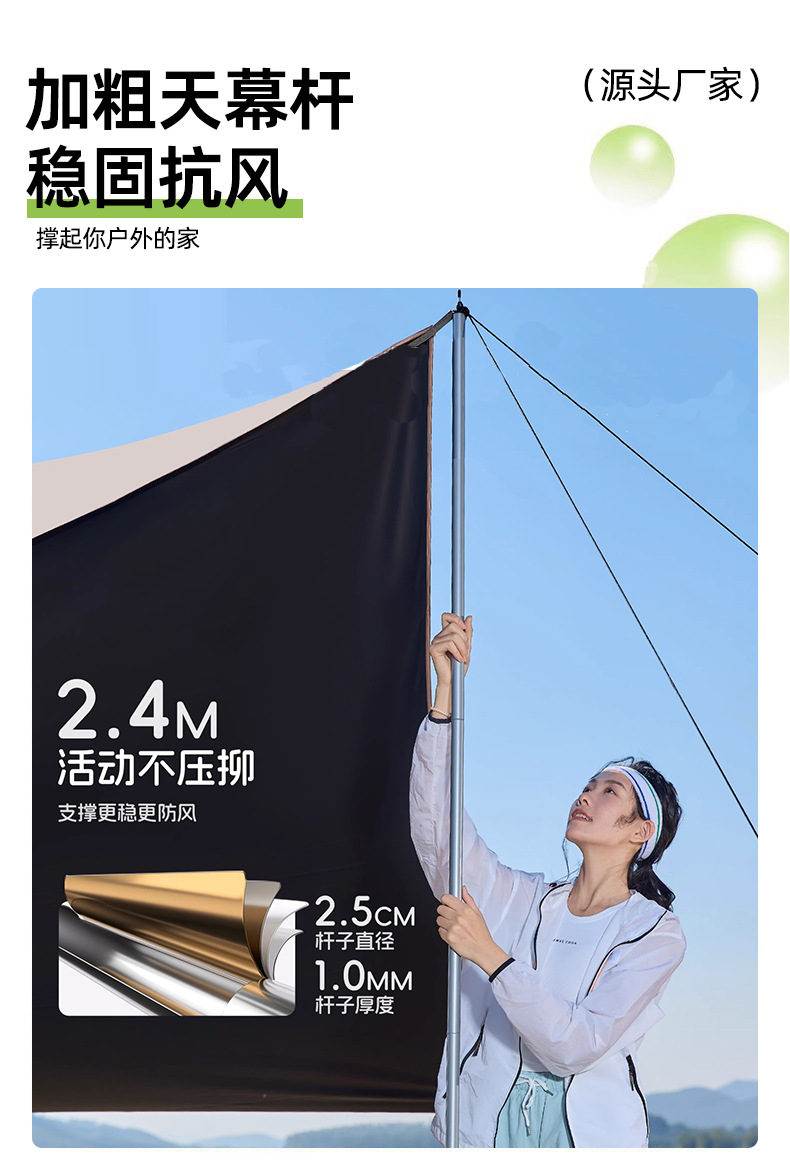 Vinyl Canopy Camping Picnic Portable Tent Canopy Manufacturer Supplies Outdoor Sunshade Camping Equipment Canopy Cloth