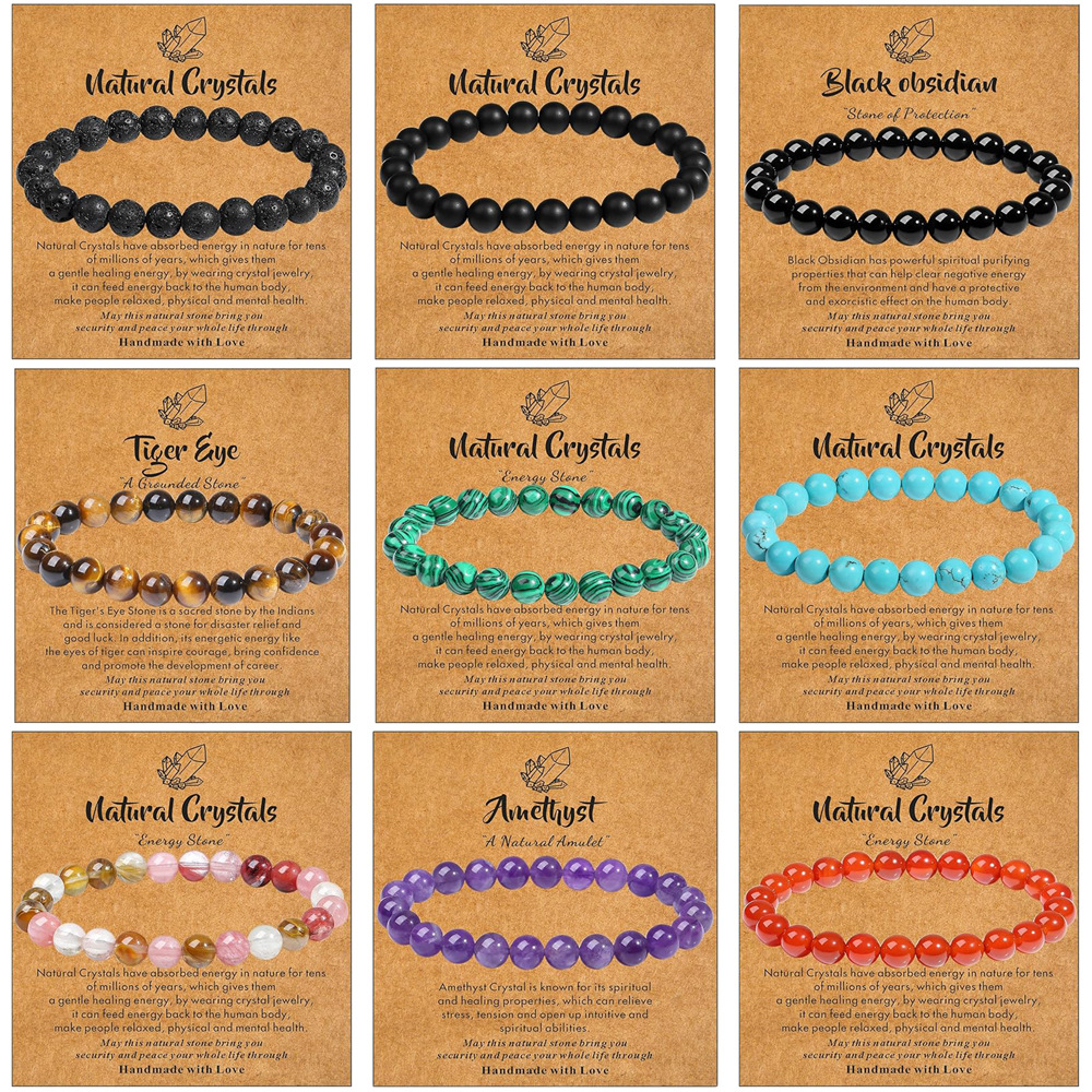 Cross-border hot sale natural stone bracelet beaded 8mm powder zebra citrine elastic rope bracelet jewelry