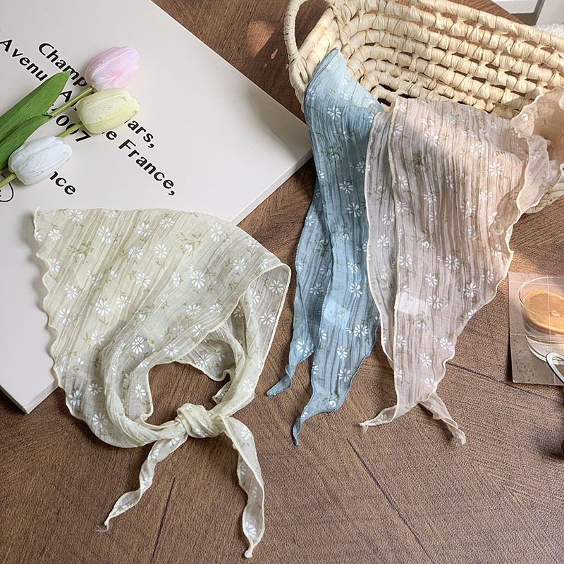Bufanda triangular con cintura para mujer nuevo estilo fino decoración de flores protección para el cuello bufanda de seda bufanda de seda bufanda de todo fósforo de alta calidad banda para el cabello