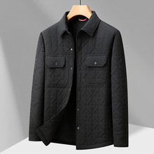 2025年冬季男士薄棉衣加肥加大码时尚休闲翻领加棉夹克工装棉服
