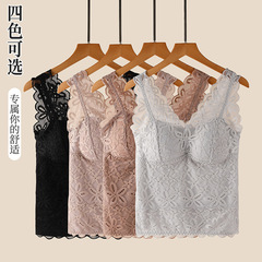 Autumn and winter high-elastic underwear plus velvet thickened sexy lace one-piece with chest pad suspender thermal vest for women