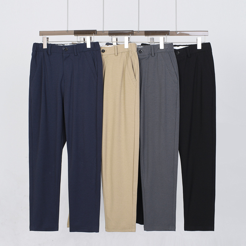 Four Seasons Casual Pants Men's Trousers Lyocell Cotton Blended Workwear Trousers with Elasto Waist Small Straight Tapered Pants