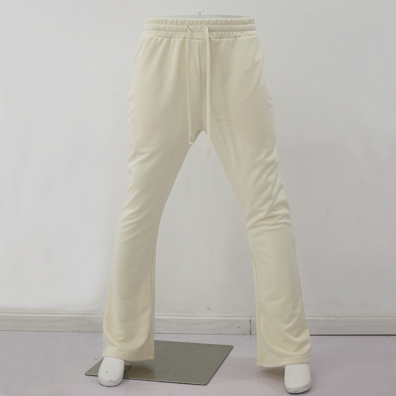 Men's Clothing heavyweight flared drawstring trousers solid color retro slim men's casual trousers trend_voghion.com