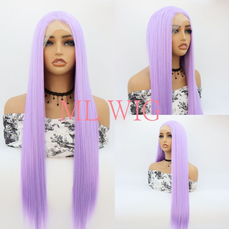 13*4 Front Lace Glueless Free Parting Heat Resistant Women's Front Lace Shawl Long Bright Color Wig
