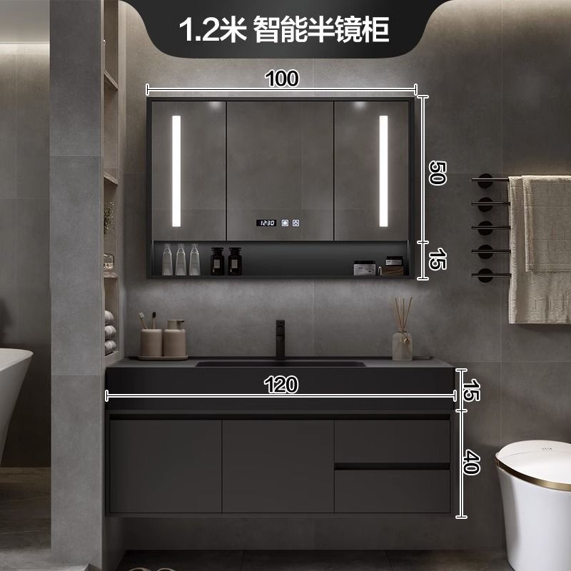 Gabinete de baño combinación cuenca nano integrado luz inteligente lavabo de lujo lavabo mesa de lavado lavabo mueble de baño