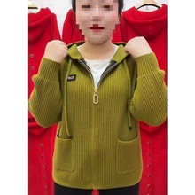 春秋季女装短款外套妈妈装洋气连帽针织开衫小个子外套女上衣