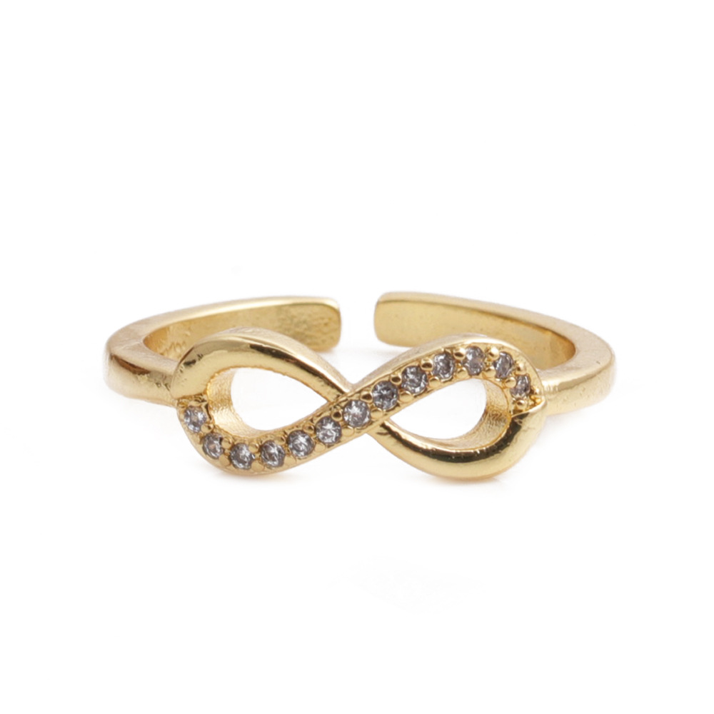 Fashion geometric copper inlaid zircon rings wholesale