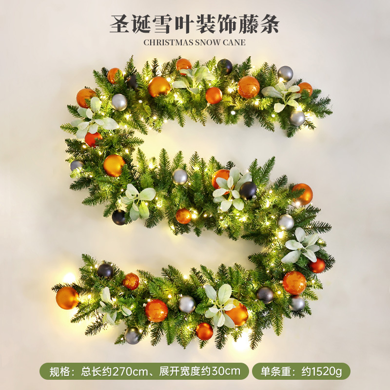 Simulación transfronteriza decoración navideña ratán aguja de pino fruta de pino decoración navideña decoración de pared diseño de atmósfera simulación ratán navideño