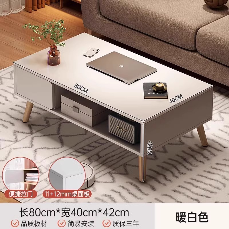 Mesa de té sala de estar doméstica 2025 nuevo tipo de casa pequeña sofá mesa de té simple alquiler de casa de madera maciza pierna mesa de té balcón