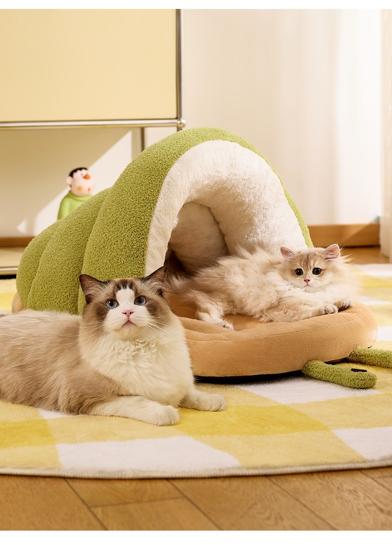 2024 New Autumn/Winter Warm Cat Snail Slippers Semi Closed Small Dog Nest_voghion.com