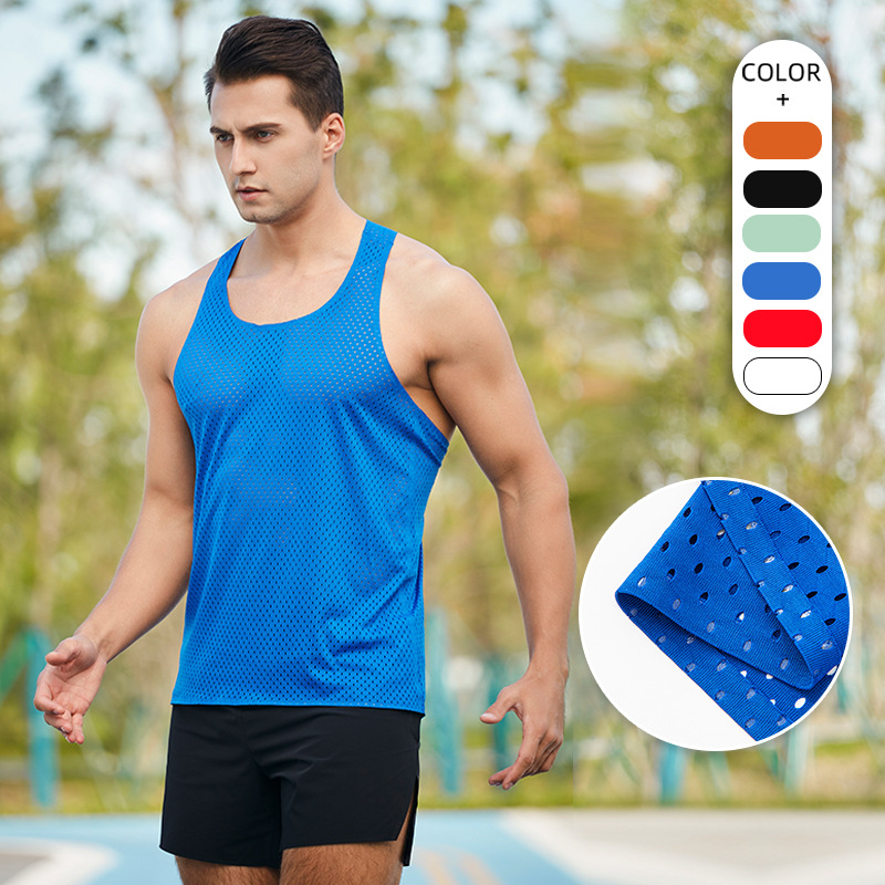 Outdoor Marathon Quick-drying Vest Men's Summer Running Fitness Elastic Wind Tunnel Mesh Sports Sleeveless Vest For Men
