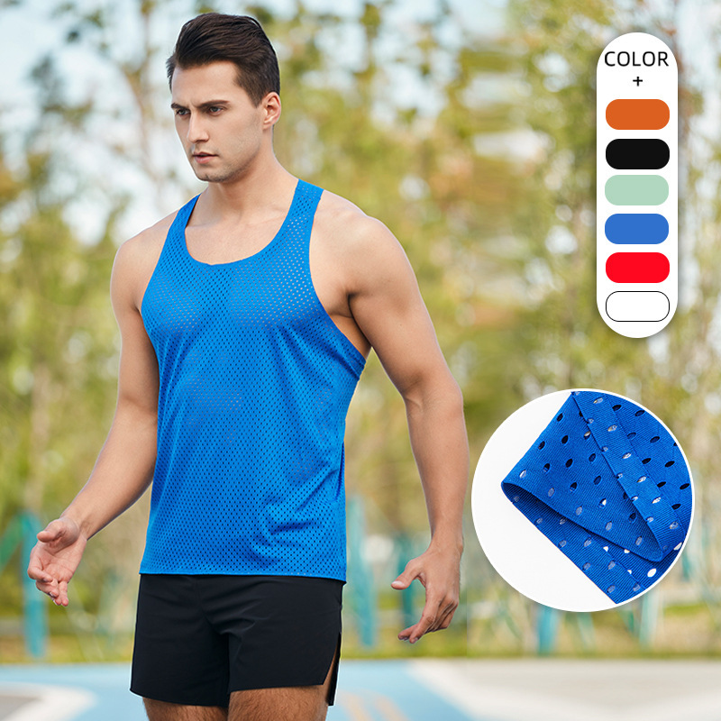 Outdoor marathon quick-drying vest men's summer running fitness stretch wind tunnel mesh sports sleeveless vest men