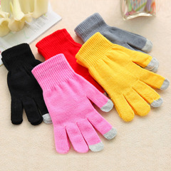 Manufacturer Direct Sale Touch Screen Glove Winter Thick Fleece Warm Touch Screen Glove Magic Knitted Street Stall Glove