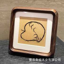 木质胎毛相框蛇年宝宝diy胎发相框摆台礼物婴儿脐带胎毛纪念相框