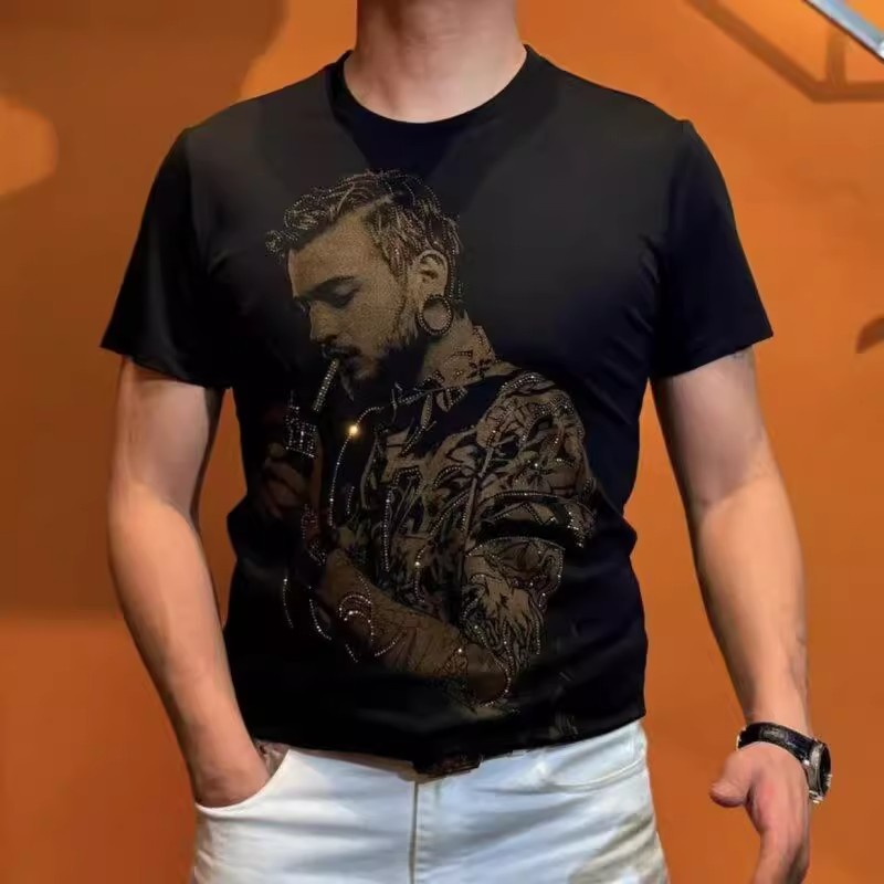 Men's 2025 New Popular European Style Versatile Short-Sleeved Men's Tops Light Luxury Fashion Casual Stylish Trendy Slim Fit