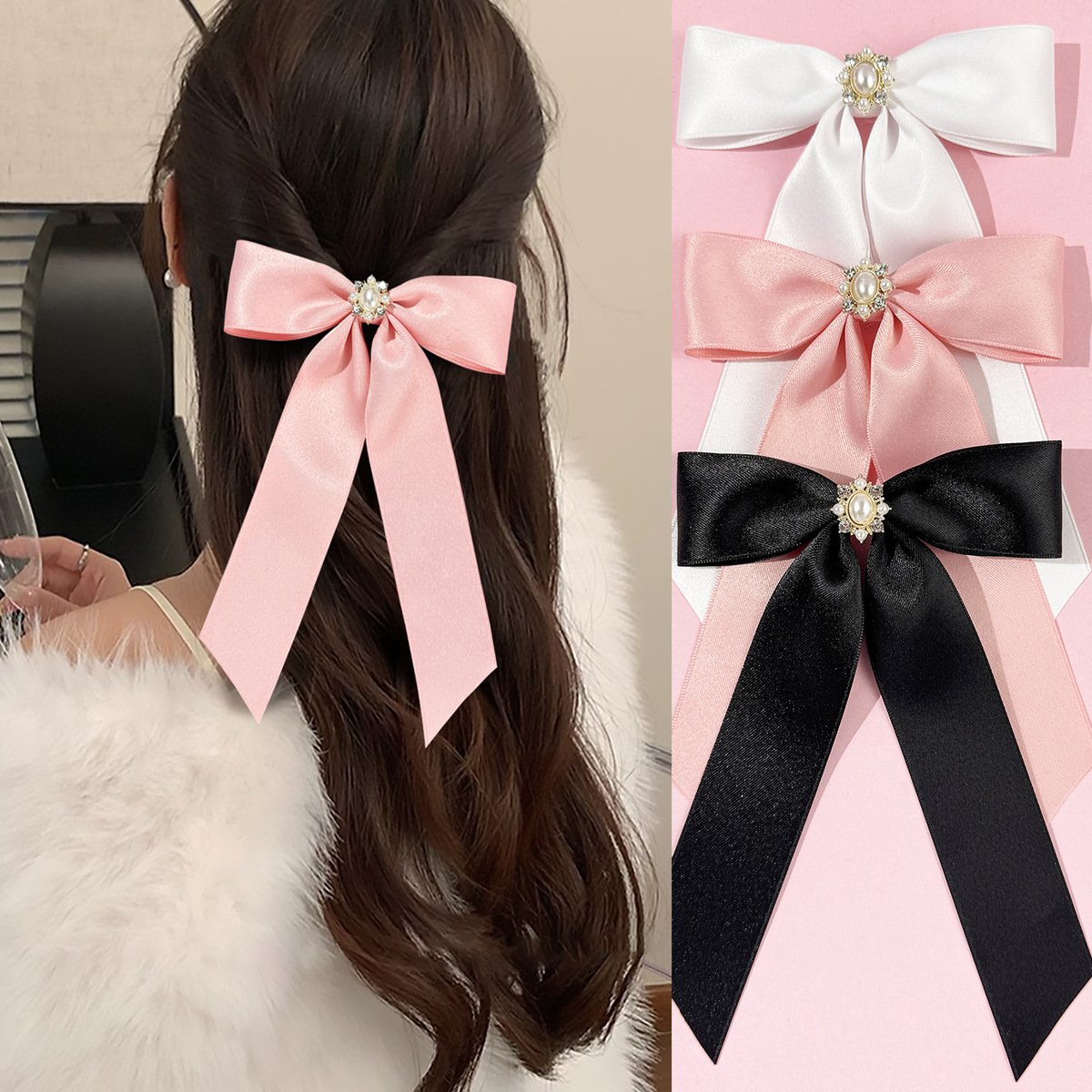 1 Piece Quantity Lady Sweet Women's Bow Knot Ribbon Hair Clip