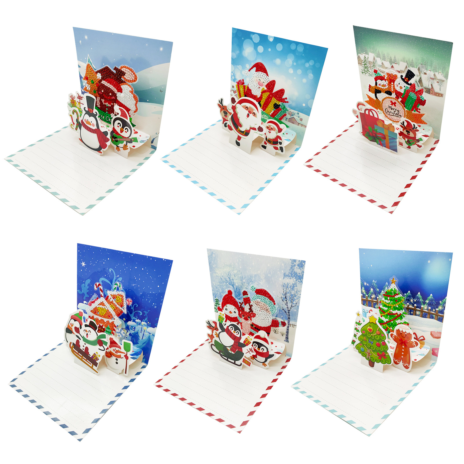 Productos periféricos para pintura de diamantes transfronterizos, tarjetas de felicitación DIY hechas a mano, pegatinas de diamantes navideñas, manualidades exclusivas con diamantes de imitación con temática de dibujos animados, disponibles para venta al por mayor.