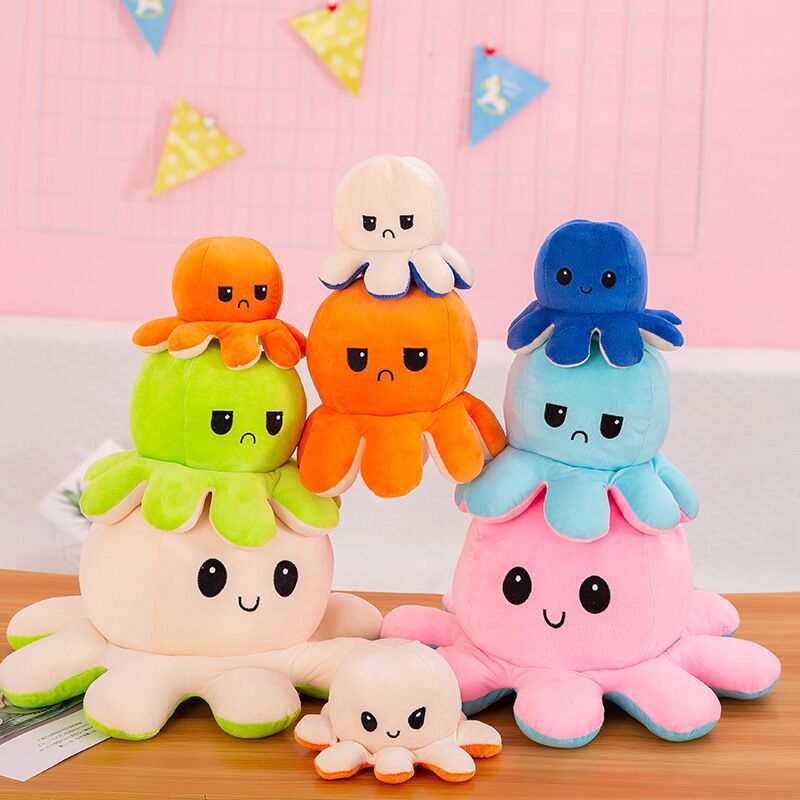 Cross-border flip octopus doll flip octopus octopus plush toy double-sided flip doll reversible octopus