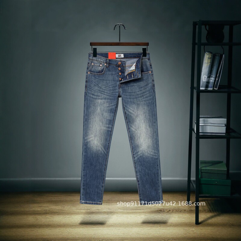 American Original LVS501 Men's Straight-Leg Jeans 511 Stretch Casual Pants All-Season 505 Blue-Black Versatile Trousers