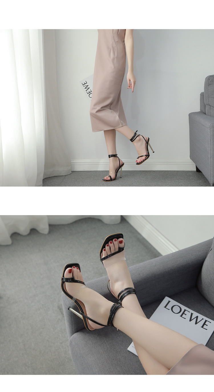 transparent strap high-heeled buckle sandals NSSO44717