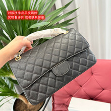 外贸爆款小香cf菱格链条包单肩斜跨包腋下牛皮条纹包包秋冬大容量