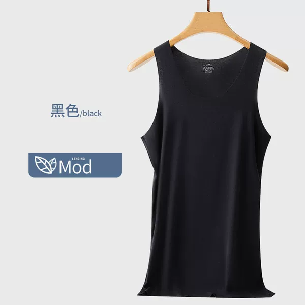 Silk black vest, round collar