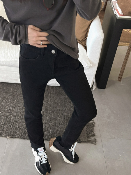 Fleece denim elastic winter trousers
