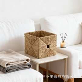 跨境手工编织收纳篮可折叠衣物储物筐儿童玩具零食整理篮编织筐