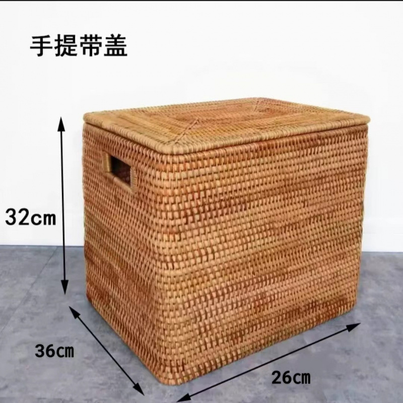 ベトナム秋籐手作り収納バスケットデスクトップ雑貨バスケット長方形おもちゃスナック衣類収納ボックス