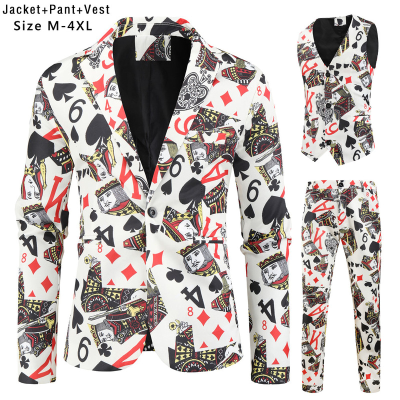 AliExpress foreign trade new Christmas suit three-piece 3D printing one-button large size casual suit men's suit AliExpress foreign trade new Christmas suit three-piece 3D printing one-button large size casual suit men's suit