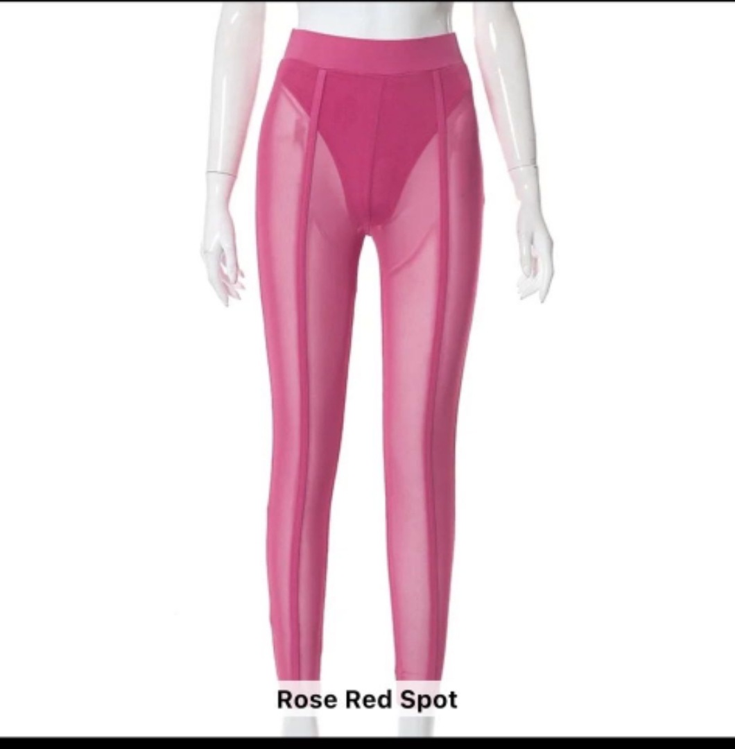 Damenbekleidung Frühling und Herbst sexy durchsichtiges Mesh hohe Taille Hüfte Hebe schlanke Sport-Freizeithose_voghion.com