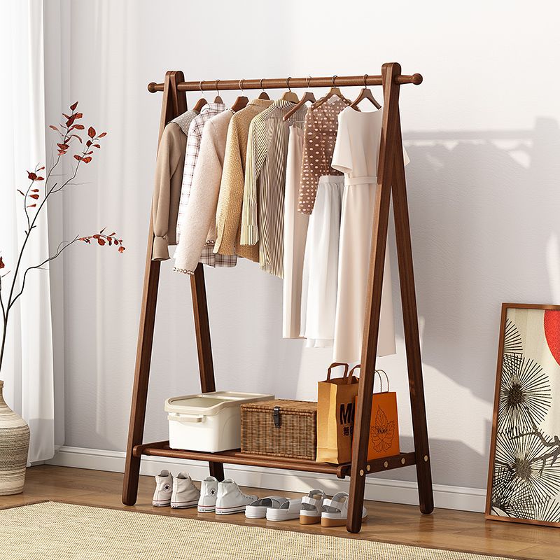 Solid Wood Coat Rack Bedroom Removable Clothes Rack Clothes Drying Rack Household Simple Balcony Clothes Drying Rack Floor-Standing Vertical Rack