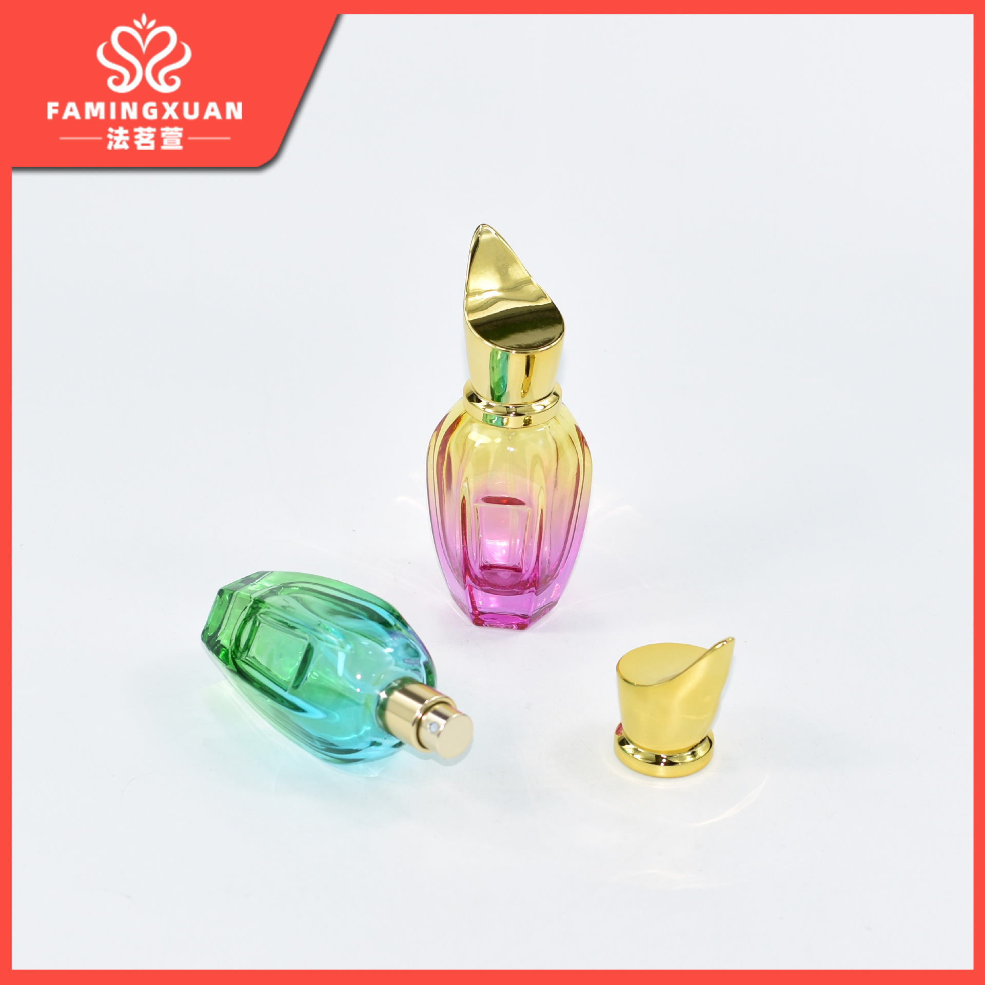 Botella de perfume Famingxuan, botella vacía recargable, botella de perfume a granel, botella de perfume vacía de vidrio coloreado con atomizador de 28 ml