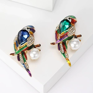 New fashion Crystal Enamel pearl animal brooch Korean style rhinestone cute exquisite animal corsage all-match clothing
