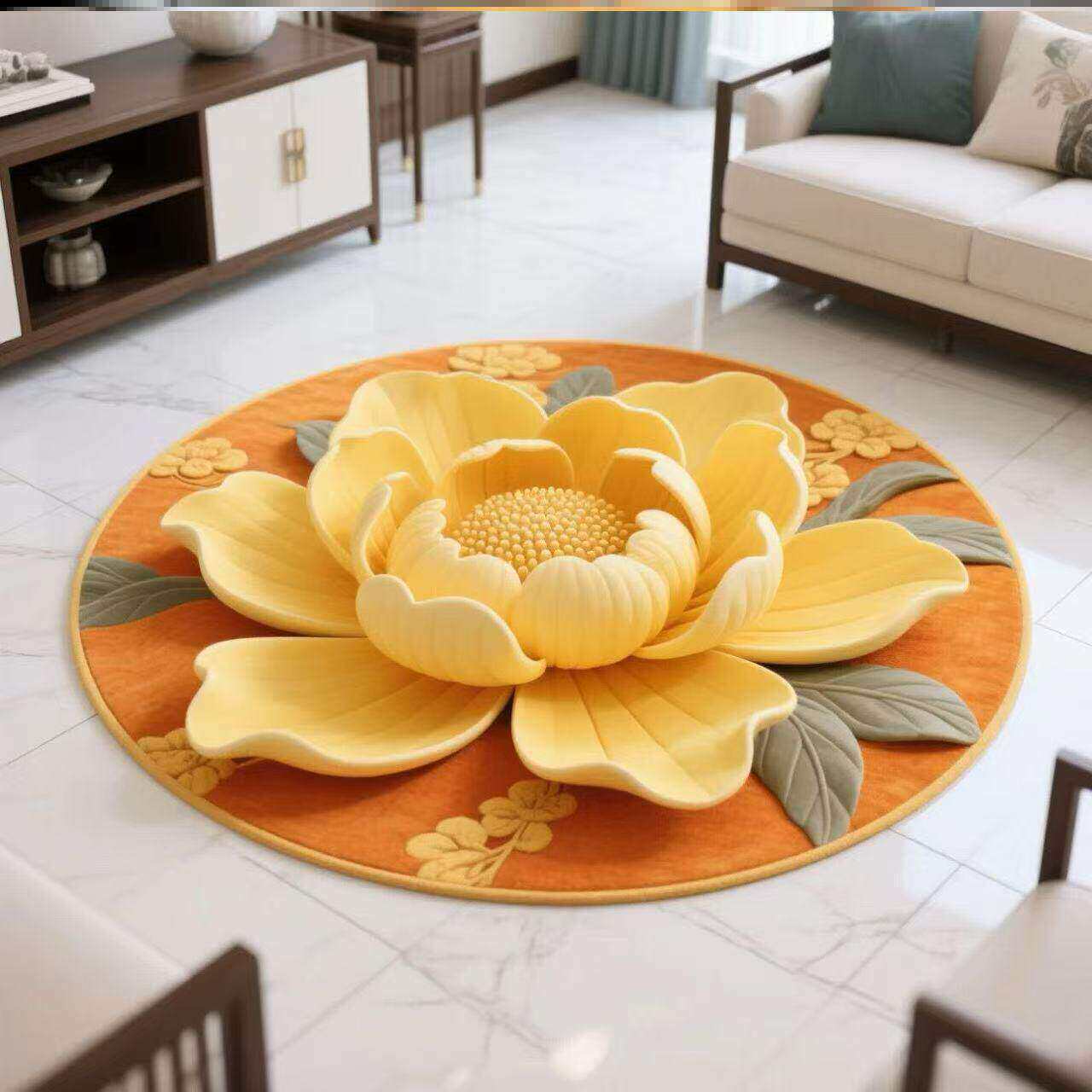 Nueva alfombra de sala de estar de loto chino, alfombra de mesa de té familiar de gran área, alfombra de cama de dormitorio fácil de cuidar