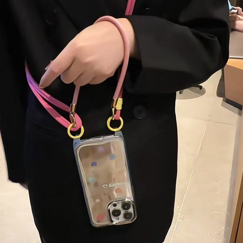 Espejo color creativo amor adecuado para Apple 16ProMax funda para teléfono móvil 15/14 mensajero 15Pro cuerda 13 mujer