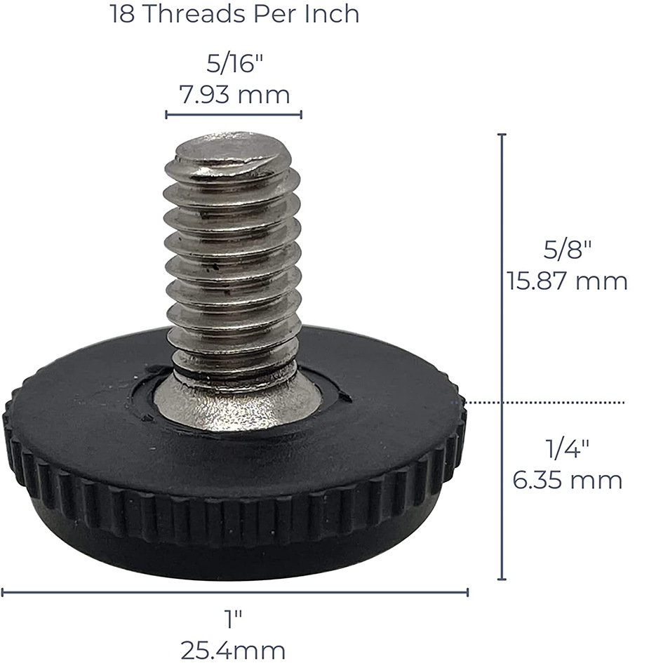 5/16"-18英制不锈钢可调脚调整脚调节脚垫调平脚胶头螺线家具配件