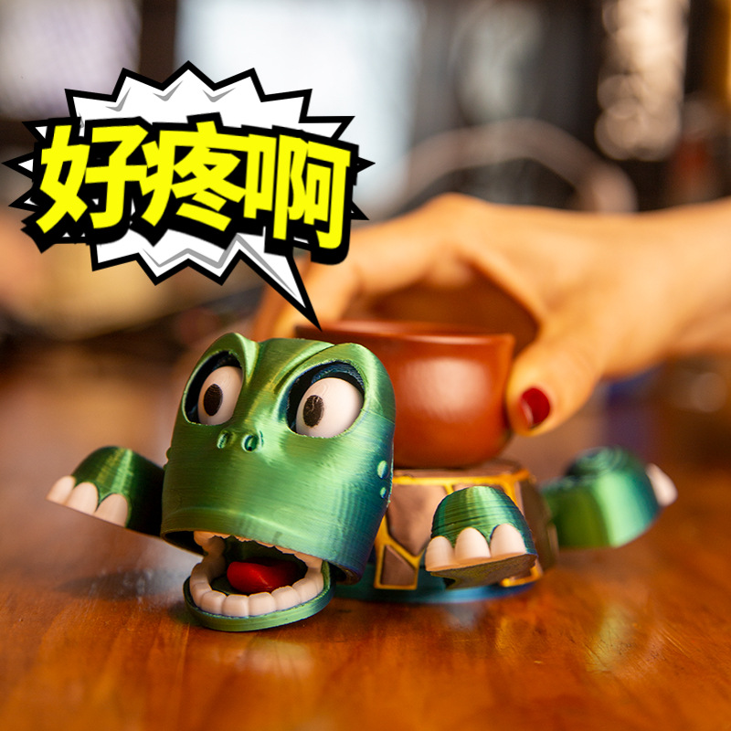 Shake sonido con el mismo tipo de cojín de taza de tortuga graciosa, presione Wang Ba, juguete de descompresión de la tortuga, artefacto de impresión 3D.
