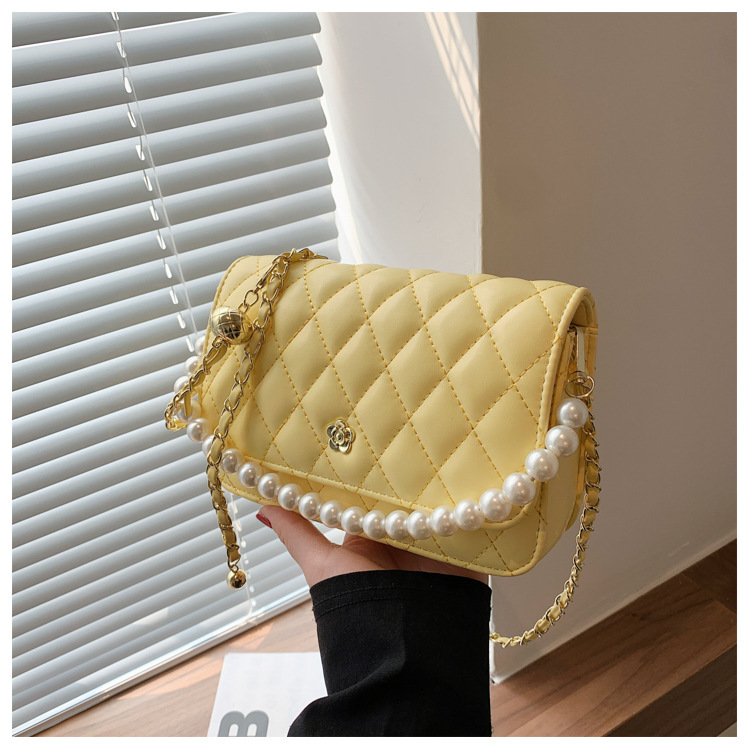 Fashion Pearl Chain Rhombus Embroidery Thread Messenger Small Square Bag Wholesale display picture 46