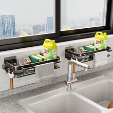 厨房抹布架置物架家用沥水收纳架子水槽挂篮海绵用品壁挂式免打孔