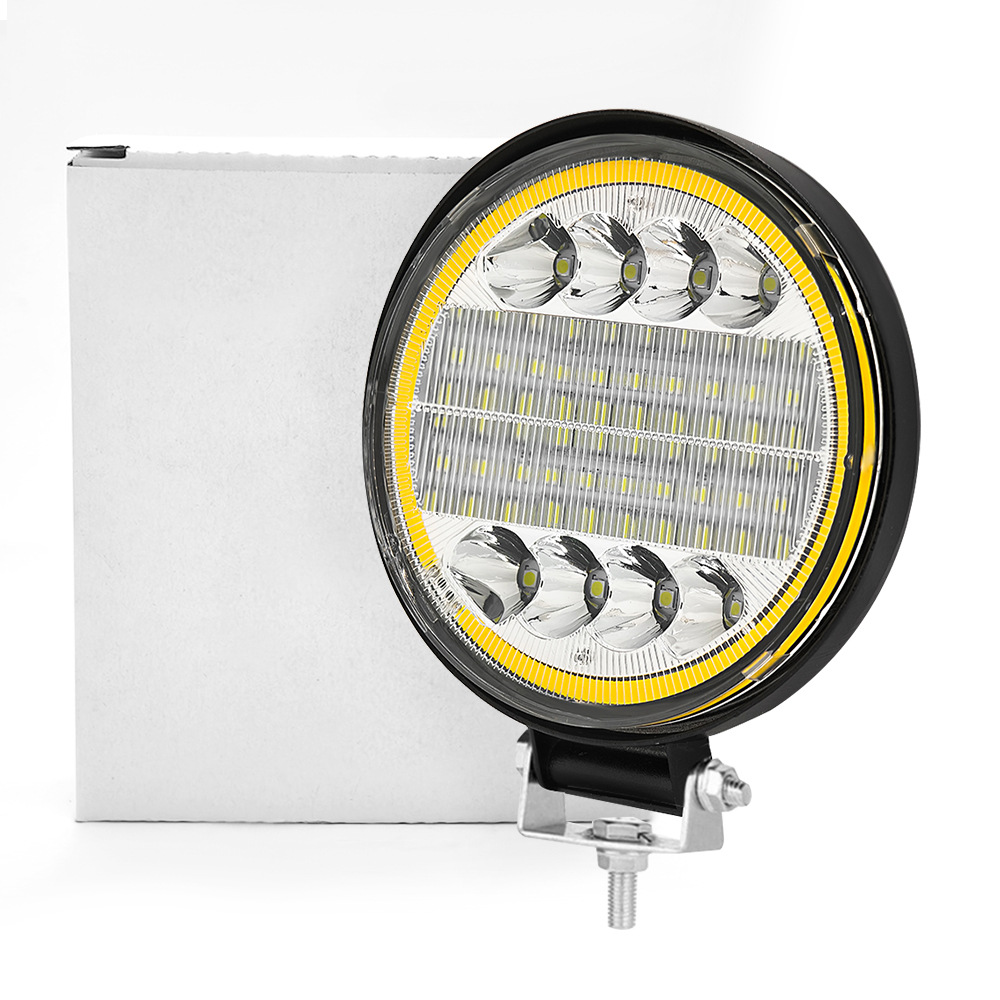 Cross-Border Automotive Truck 4-Inch 126W Round Led Work Light Yellow Angel Eye Ring Light Off-Road Headlight Modification