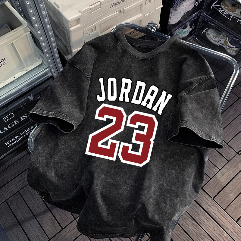 American-Style Korean Version Rhinestone Short-Sleeve Vintage No-Iron Loose Round Neck Summer T-Shirt Versatile Ol Hip-Hop Ins Versatile