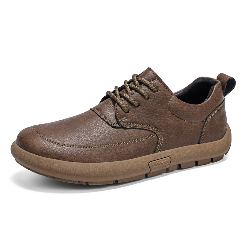 Spring Casual Shoes Large Size Men's Leather Shoes Breathable Soft Sole Retro Work Shoes Big Head Shoes Men's Trendy Sho_vogvips.com
